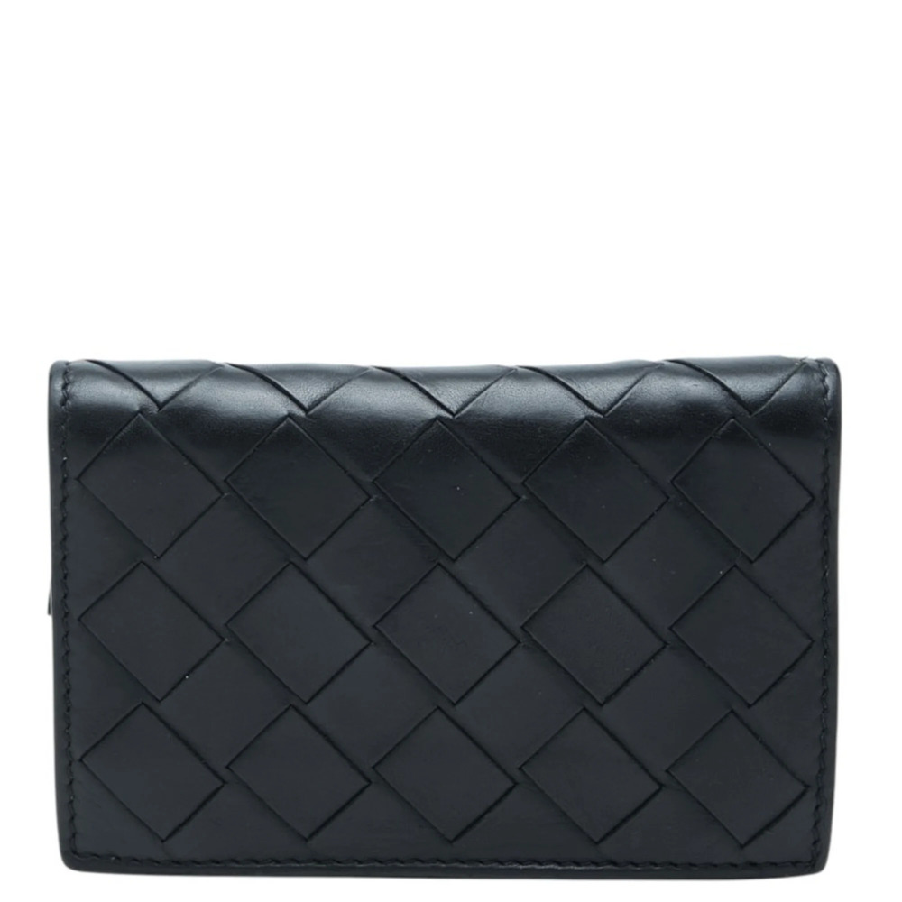 Bottega Veneta Intrecciato Wallet/Coin Purse, Black Leather, Women's.